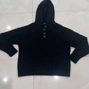 NAADAM Black Knit Sweater‎ with Button Accent